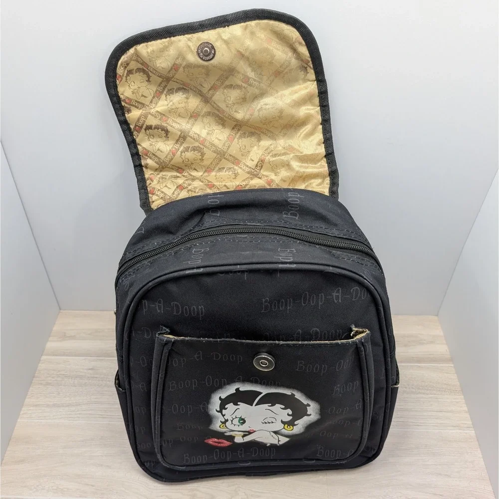 Betty Boop Black Backpack Purse Cartoon Character Kiss Print Boop Oop A Doop Bag